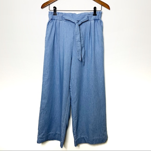 H&M Denim - H&M Wide Leg Pull-On Chambray Ankle Jeans NWT Sz 4